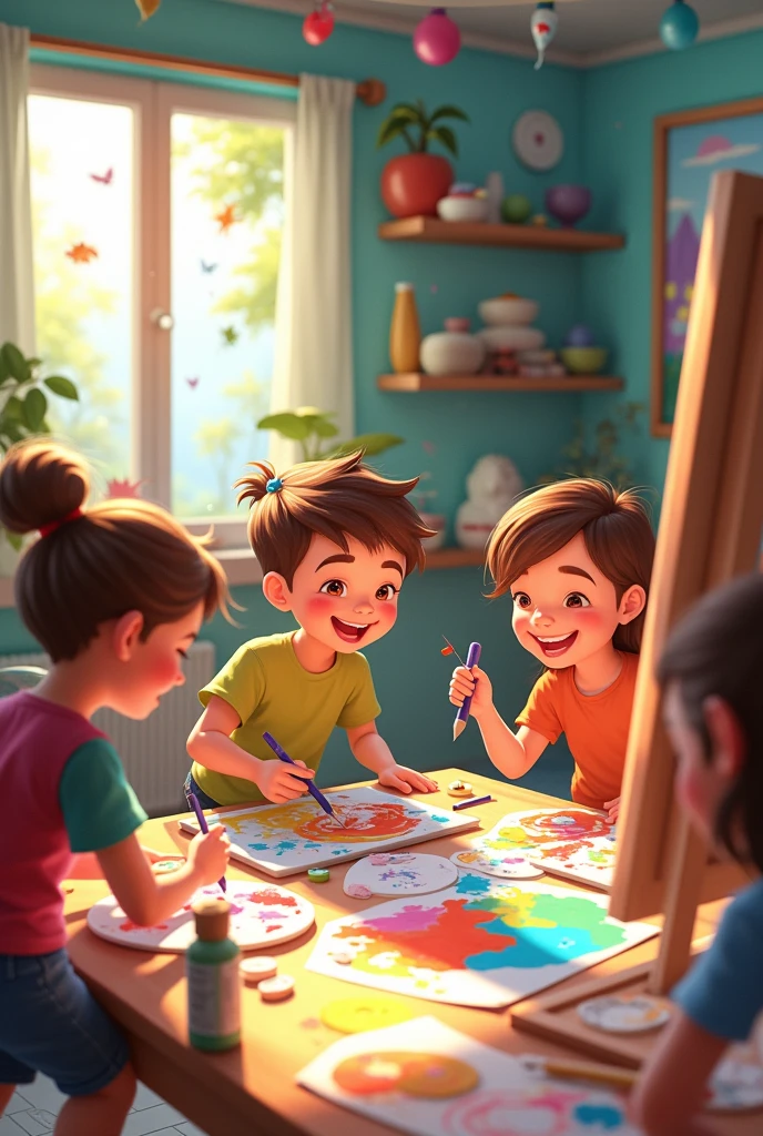 I want an art room with happy children painting