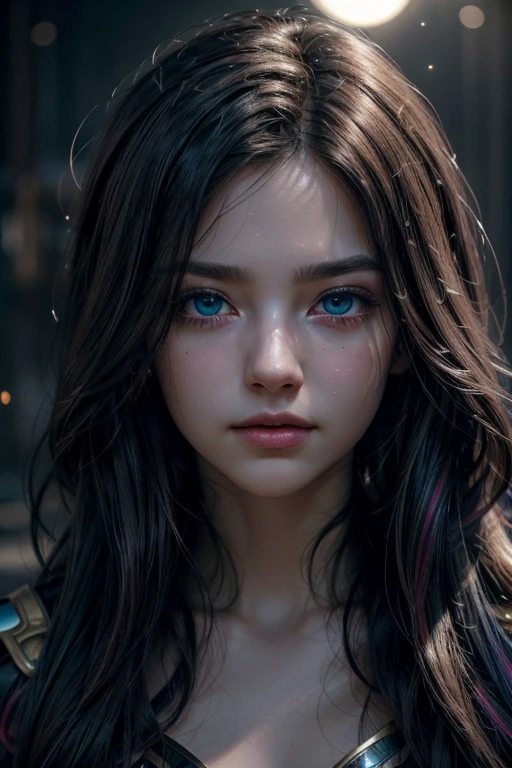 {{masterpiece}}, Best Quality, Extremely detailed CG unity 8k wallpaper, cinematic lighting, Lens flare, Beautiful eye details, negro, side glance, multicolored hair, showy light, particles, heterochromia, (showy:1.5), (showy hair:1.5),