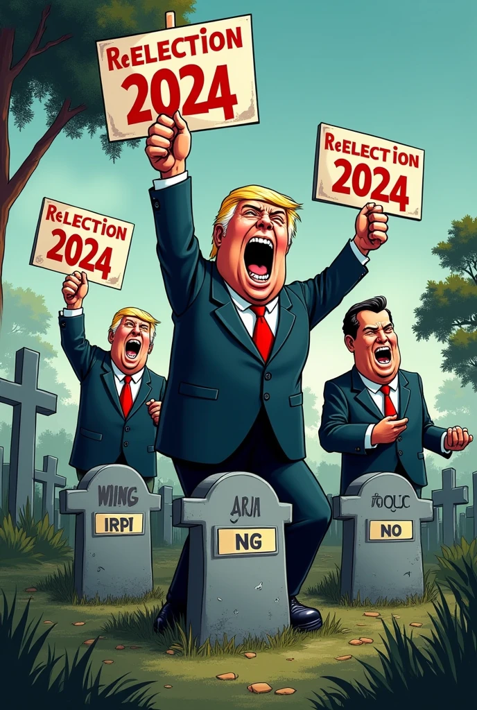 Illustration on the cover of the newspaper: A cartoon of politicians rising from graves labeled with corruption scandals like “Mensalão”, “Petrolão” and “CPI of NGOs”, everyone with smiles and holding “Reelection 2024” signs 