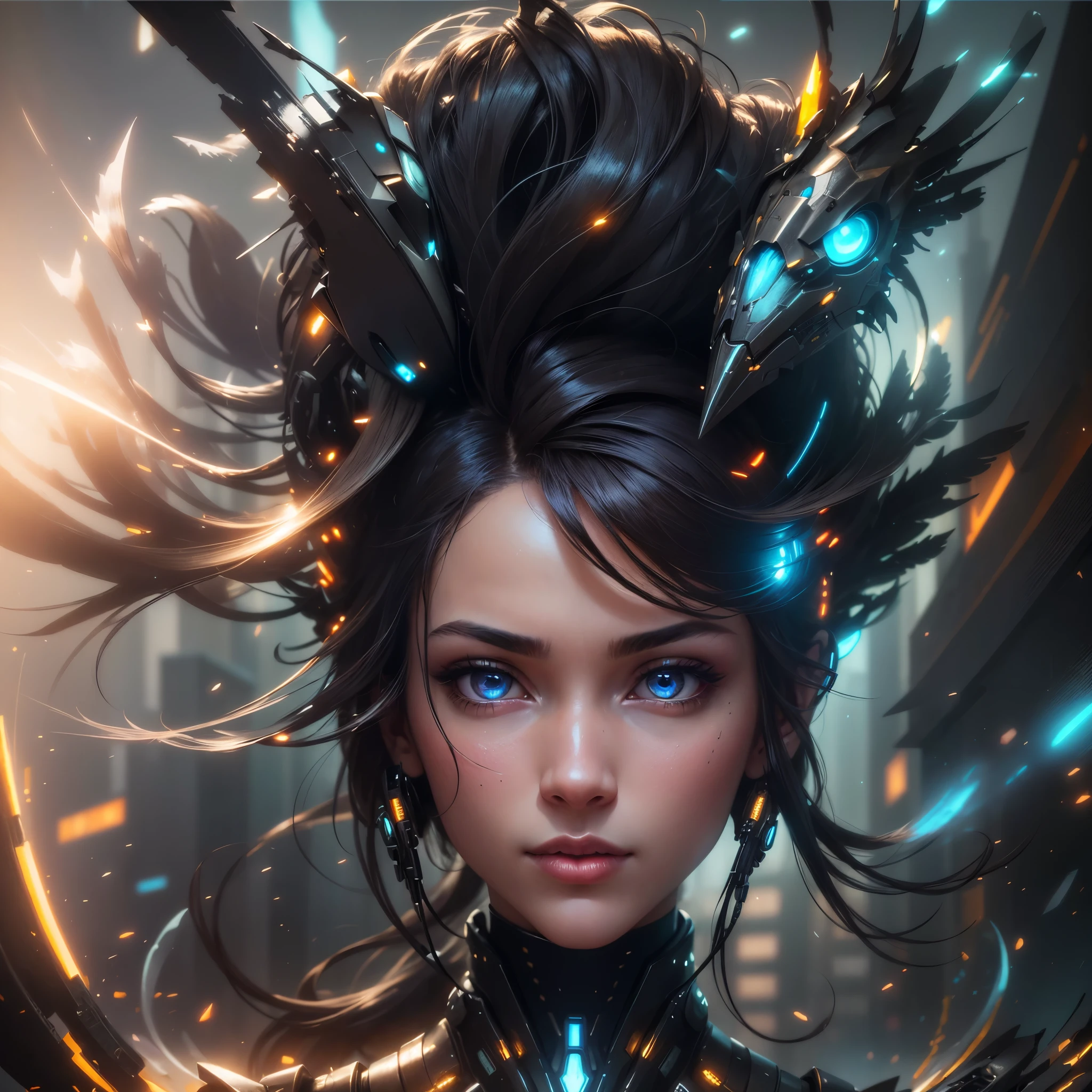unreal engine:1.4,uhd,Best quality:1.4, fotorrealist:1.4, skin texture:1.4, masterpiece:1.8,Mechanical girl of the future,Shiny metal,Brilliant robotic movements,unearthly,futuristic technologies,Advanced Artificial Intelligence,The cityscape is illuminated by neon lights,Metal Exoskeleton,very detailed facial features,bright led eyes,Carefully crafted artificial leather,Extravagant Futuristic Fashion,hovering above the ground,Urban Landscape Research,futuristic technologies,Exquisite Craftsmanship,Metal limbs with intricate designs,Seamless integration of people and machines,surrealist,Otherworldly atmosphere,Utopian cityscape in the background,Advanced weapons are integrated into its hull..,radiating a soft and bright glow,Expressive and captivating look,Superhuman strength and agility,Adopt a position of confidence and strength,High resolution portrait with vibrant colors and intricate details.,Awesome,stunning artwork. (Best quality,4K,8 K,High resolutions,masterpiece:1.2),Ultra detailed,(realist,fotorrealist,fotorrealist:1.37),HDR,uhd,studio lighting,Ultra-thin paint,Sharp Focus,Physically based representation,very detailed description,professional,bright colors,hips,portraits,Conceptual artists