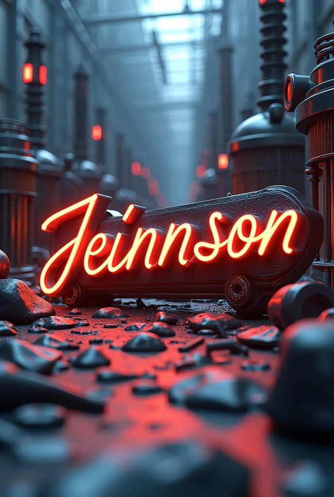 Image with the name jeinnson in cursive letters with a background of electricity transformers 3D art and tools