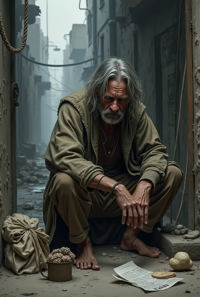 A poor man in misery