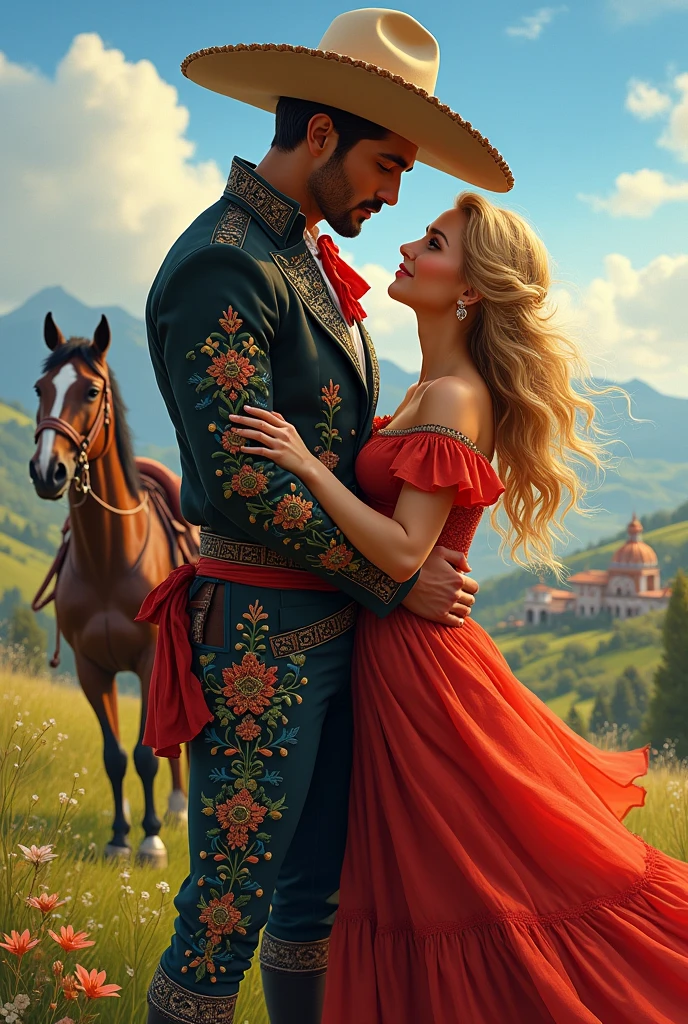 BLONDE BLUE EYED CHARRO FROM JALISCO WITH HIS GIRLFRIEND