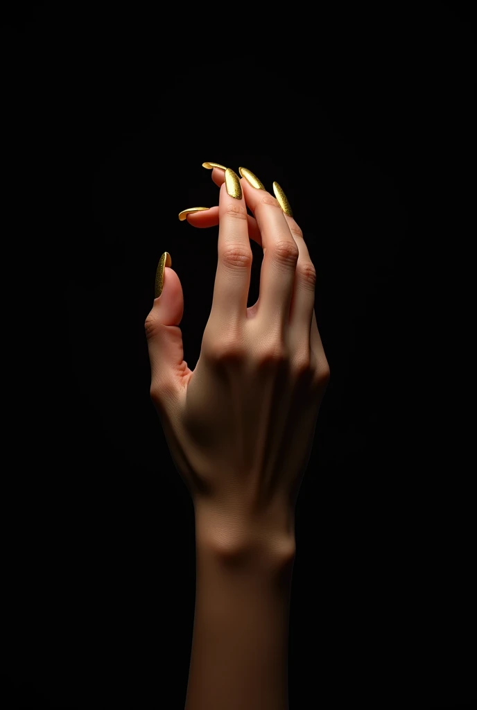 Black background with gold painted nails