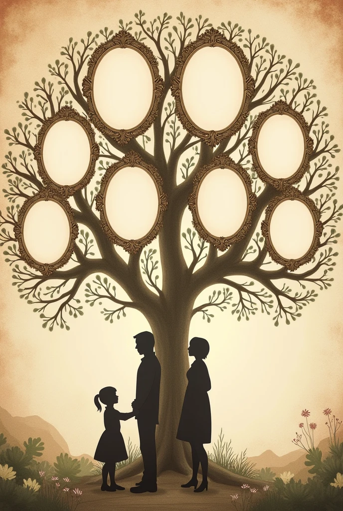 Family tree with 8 spaces to fill in