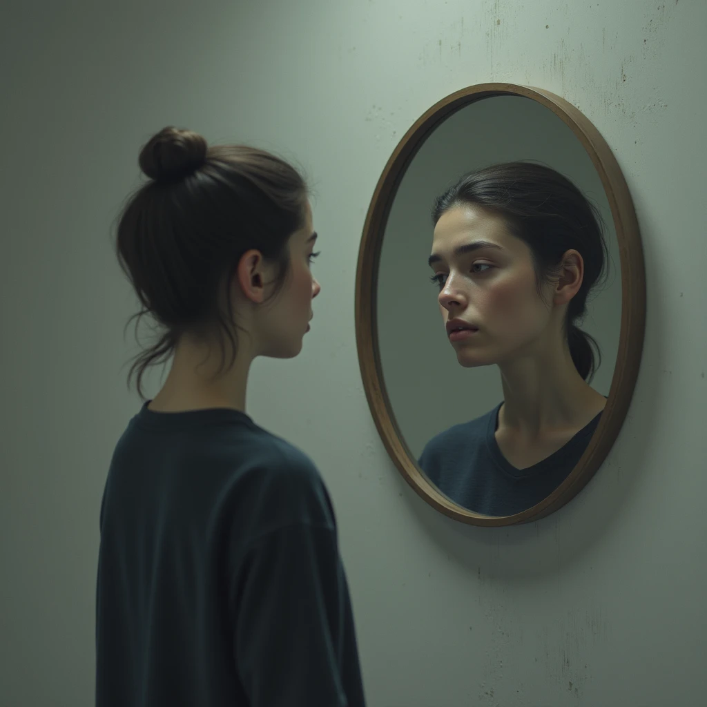 I want to create an image that represents a writing titled "It&#39;s not about me, it&#39;s about you"... I would like it to be like someone who looks in the mirror but it is not their reflection that they see but someone else&#39;s. 
