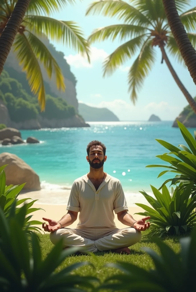 create an image of a HEALING MAN on the island of santa catarina