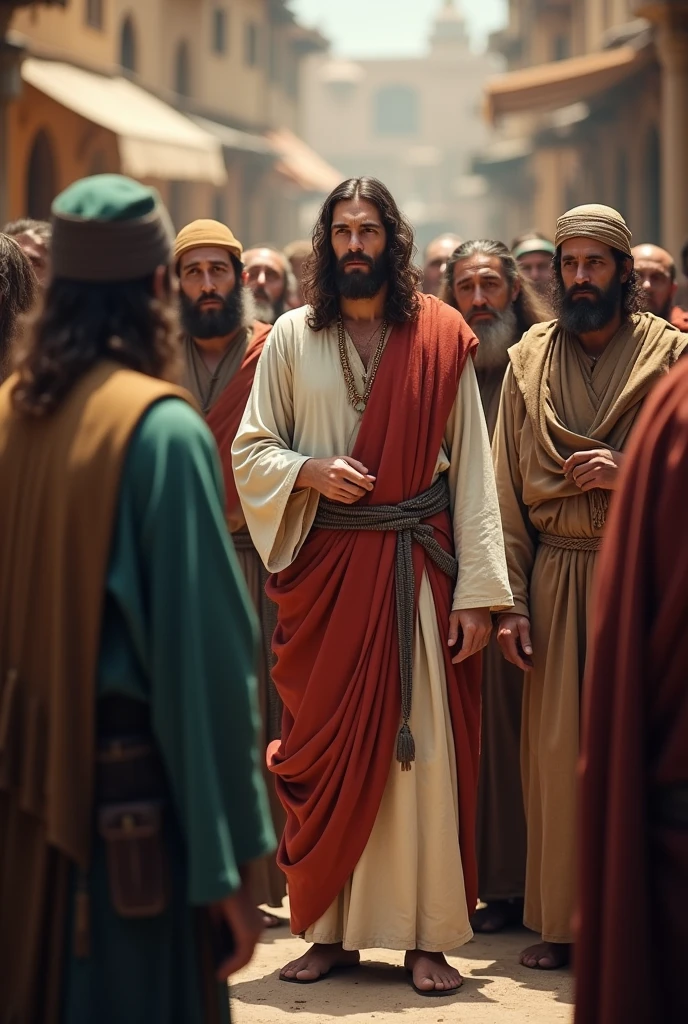 Create a picture of the scribes and Pharisees asking Jesus what should be done?