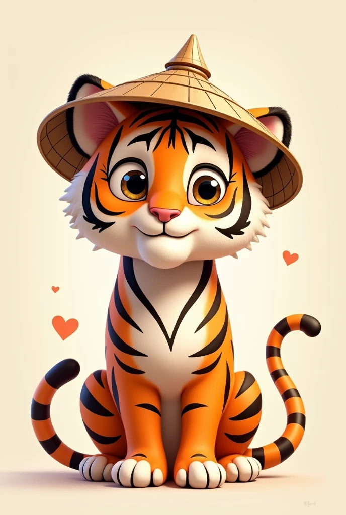 An asian tiger with an asian hat in pixar's style
Something easy to draw