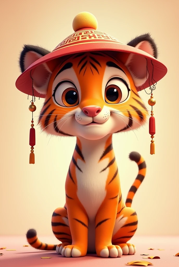 An asian tiger with an asian hat in pixar's style
Something easy to draw more easy, like png 