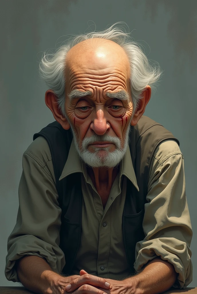 elderly man with depression animated