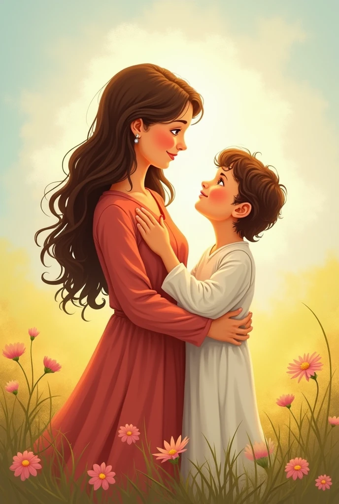 Cartoon image of mom with Jesus Christ 