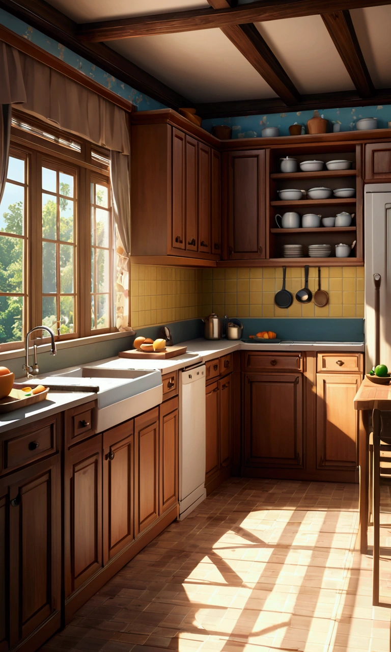 there is a kitchen with a table and chairs and a stove, background art, kitchen background, old kitchen backdrop angled view, house kitchen on a sunny day, small kitchen, kitchen, 3 d stylize scene, house interior, animation style render, realistic anime 3 d style, old kitchen backdrop, interior background art, polish mansion kitchen, made with anime painter studio
2
there is a kitchen with a table and chairs and a stove, concept art by senior environment artist, polycount contest winner, photorealism, background art, kitchen background, old kitchen backdrop angled view, house kitchen on a sunny day, small kitchen, kitchen, 3 d stylize scene, house interior, animation style render, old kitchen backdrop
