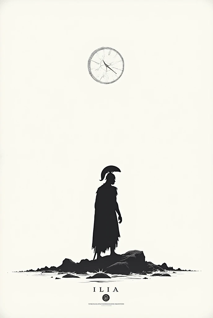 Generate a colorless drawing with only an outline with a title from Homer's Iliad for a cover