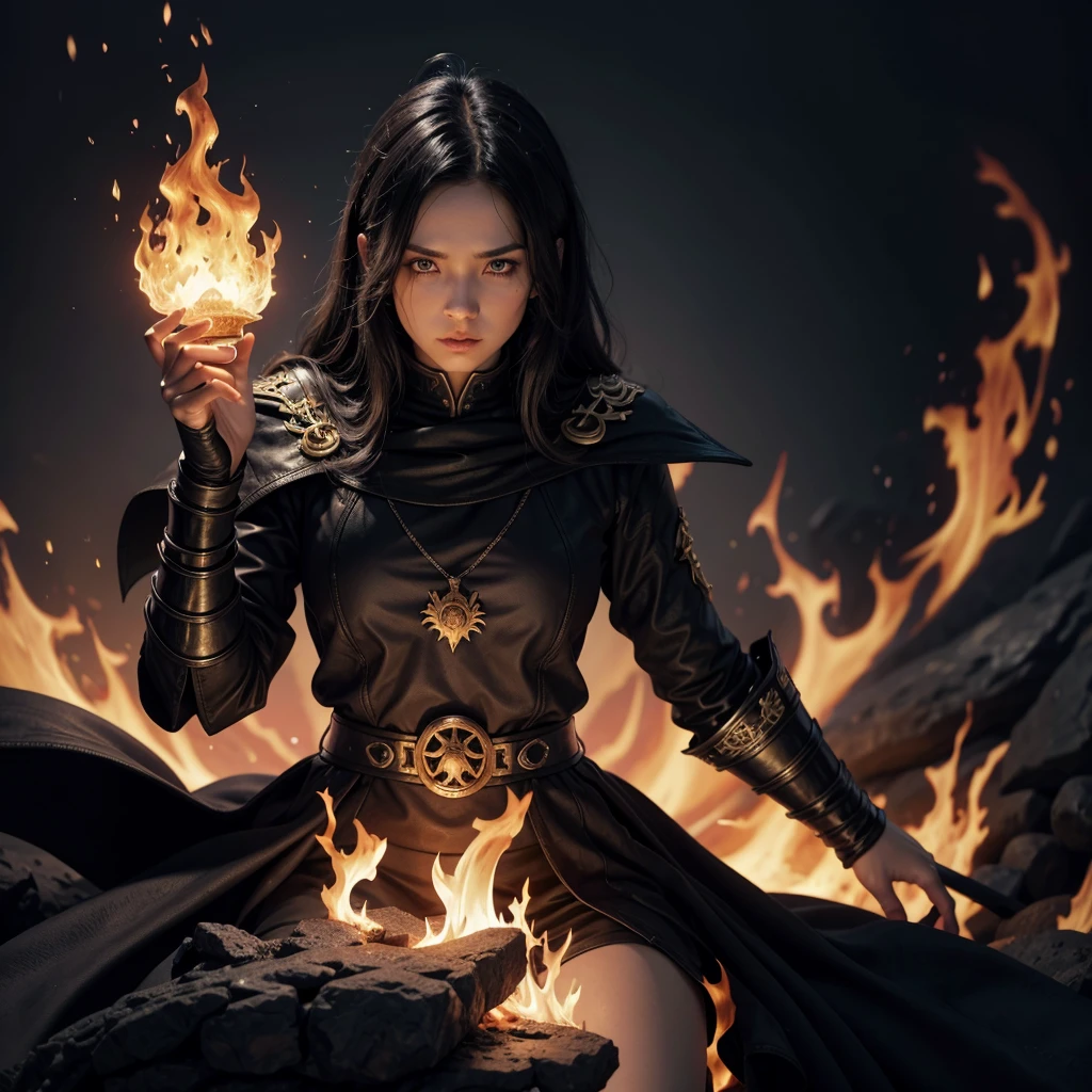 The Black Flame Bearer is a mage who controls corrupted flames.