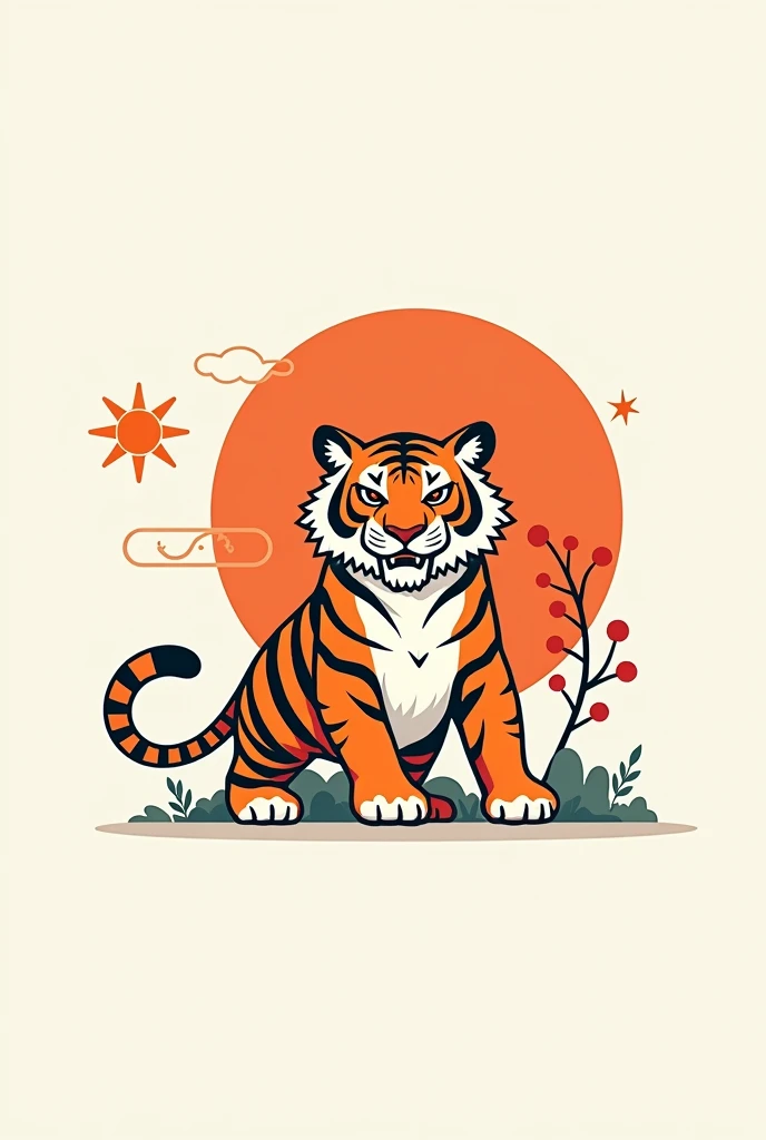 Something that represents an economic block from asia which the main animal is the tiger, and its just an icon that I want. An easy draw for a 4-years old child draw. Just the line