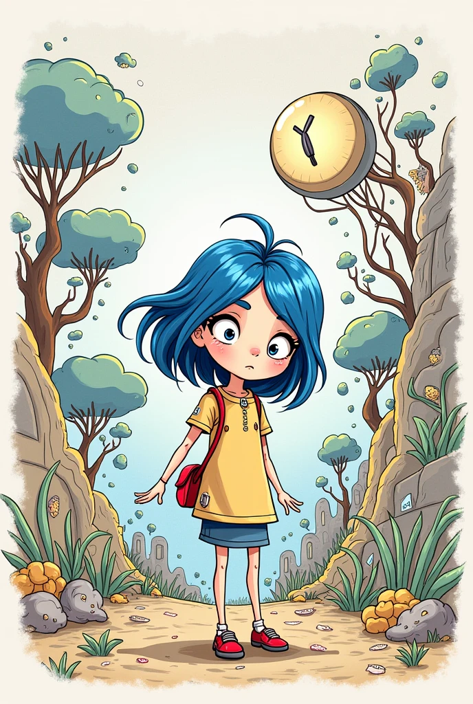 create a drawing of coraline, not realism, a drawing with lines, 2d