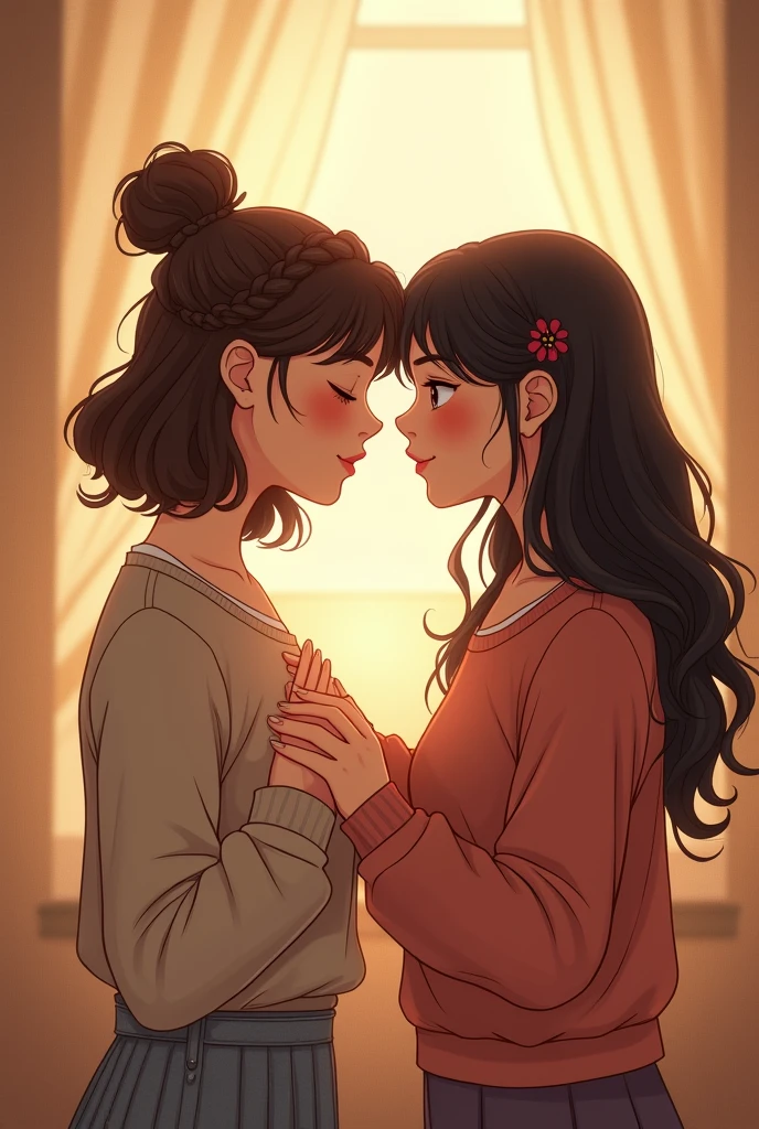 Make two women friends who want to be mothers to each other, but they don't have a romantic relationship THEY ARE FRIENDS, THEY ARE NOT A COUPLE, THEY ARE HETEROSEXUAL