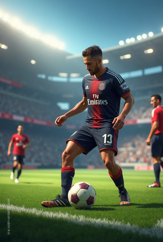Draw me a man about to kick a penalty, Let the aco and the archer be seen