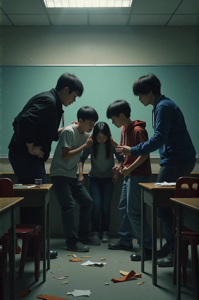 Image of high school students being bullied in the classroom
