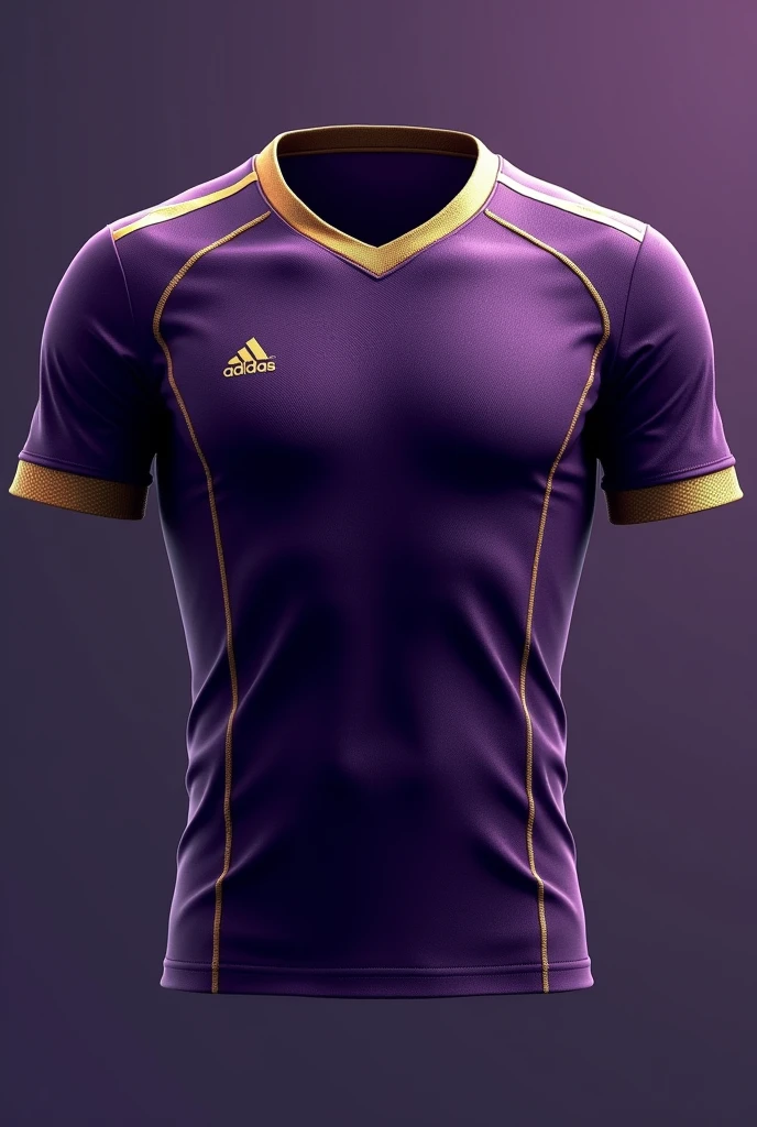 make a dark purple team shirt with gold details and beautiful fabric
