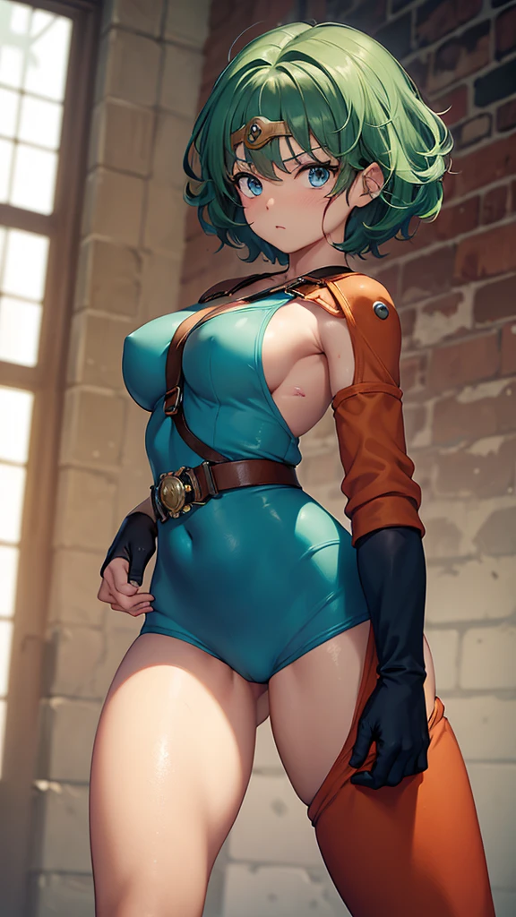 Animation worksAnimation worksMasterpieces,largely、high quality, Unreal Engine, Ultra-high resolution, Very detailed丸い胸, Medium Bust 1 person, Waist, thin,(Muscular:0.9)
actress,
ring, curl, Green Hair, short hair, Asymmetrical clothing, tights, sash, One-handed gloves, One Sleeve, Thigh-high holes, Holding a sword, . Anime Style, Key Point, Energetic, Studio Anime, Very detailed、 My life is about to end. Broken equipment. On one knee. Under enemy attack.The tights is torn to pieces.、(((There is a wound on the arm、the presence of wounds on the chest、There is a wound on the abdomen、There are wounds on the legs、Bleeding from the wound)))、Kneel、Costumes are according to LoRA
