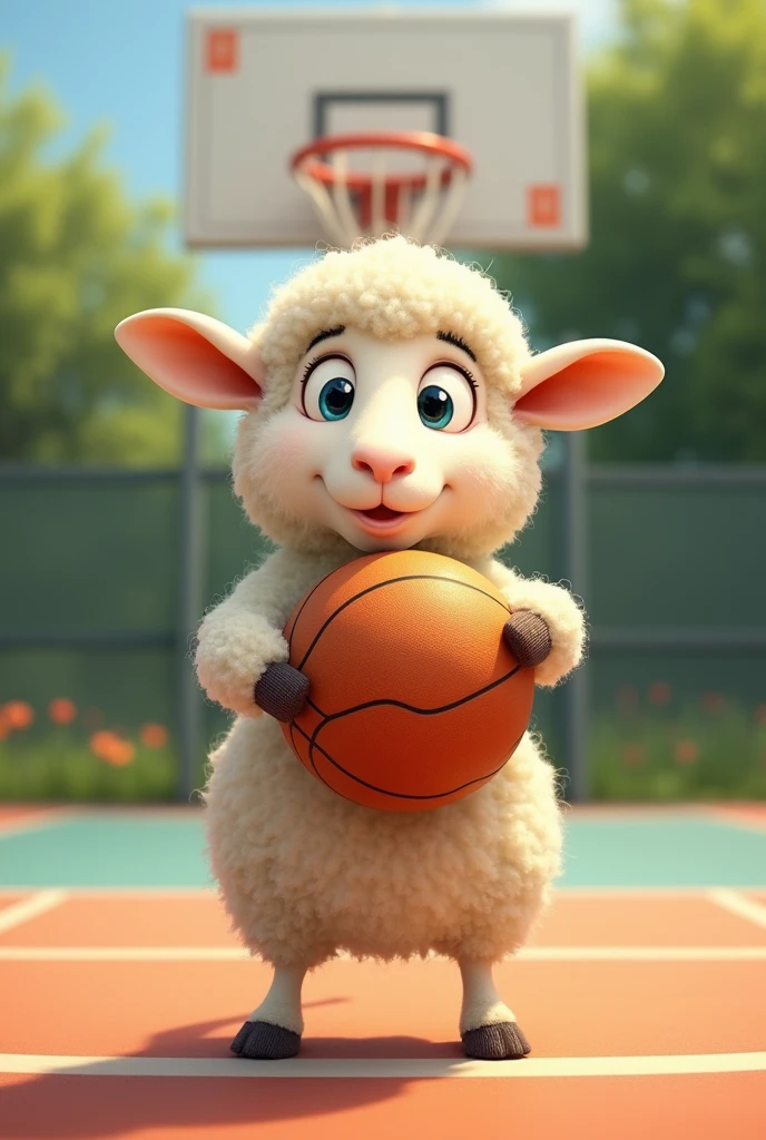 Un borrego jugando basket