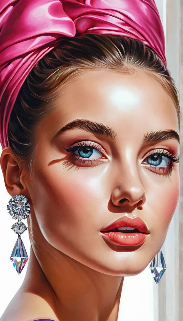 crea una bailarina estilo illustration de Ali Erturk, High detail, hyperrealistic, natural light,illustration , bright colors,open eyes,big diamond earings