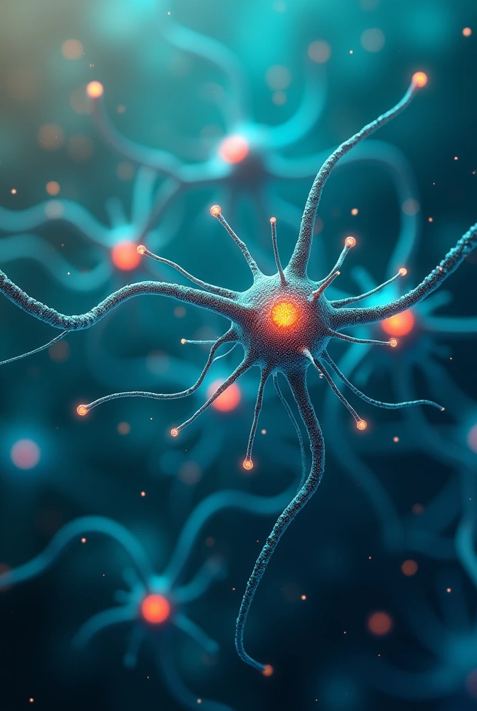 neurons with blue and green background