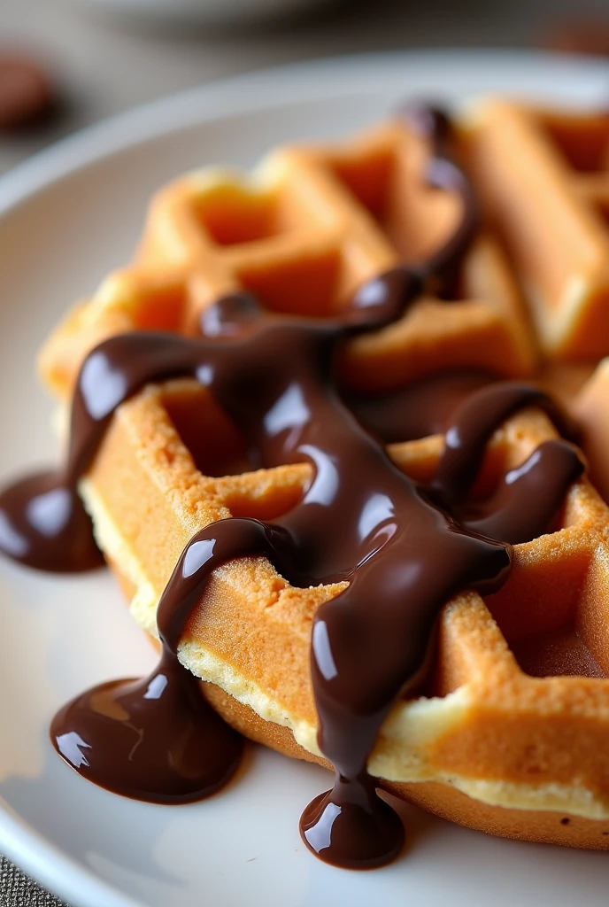 Waffle com chocolate 
