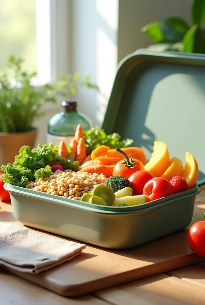 Create an image of a healthy lunch box