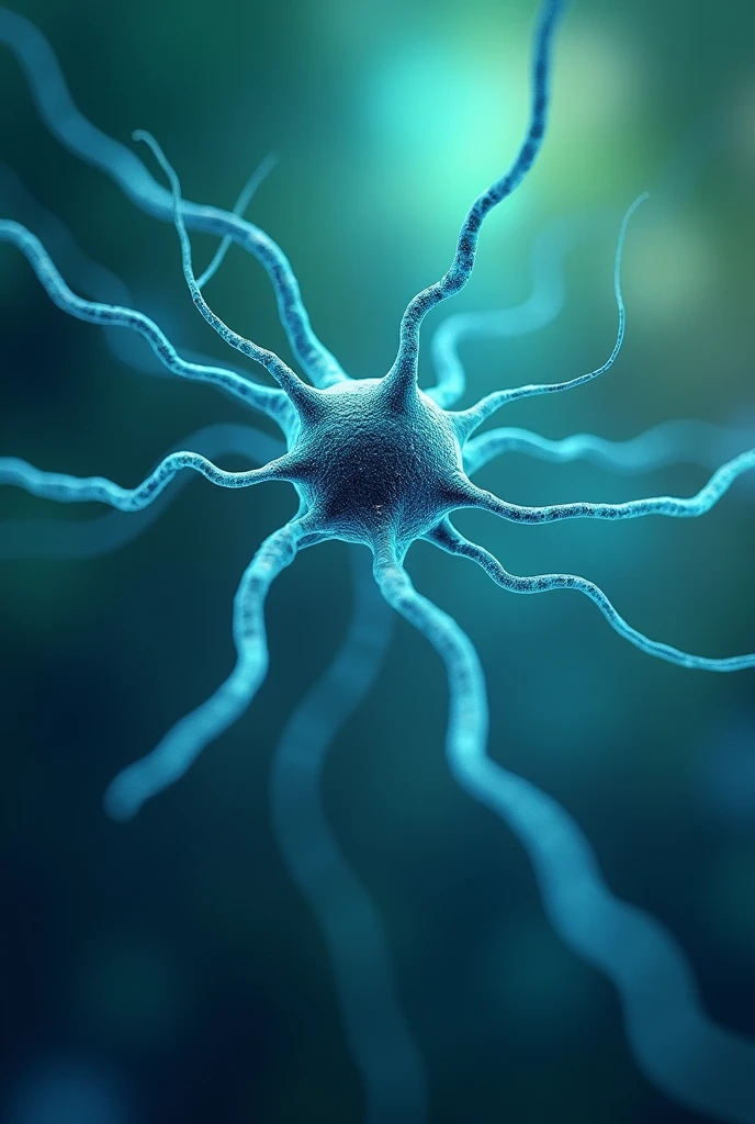 neuron with blue and green background