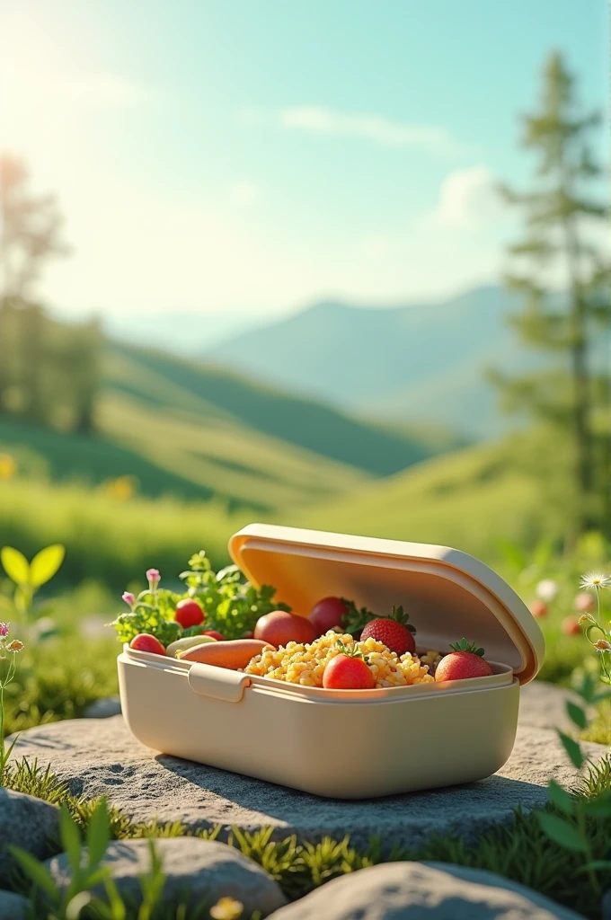 Create an image with an eco-friendly fitness lunch box