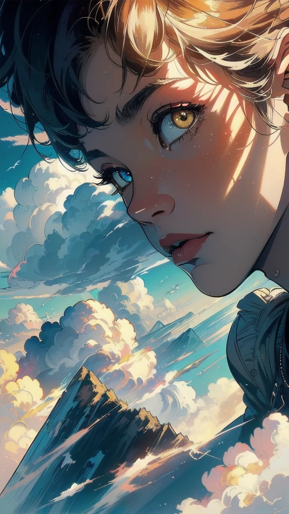 (((masterpiece, highest quality))),(((solo:1.2))),(((1girl:1.2))),32k wallpaper, very detailed, poster, vintage science fiction,(((((geometric cinematic movie poster))))),((((mid century modern)))),(((((portfolio))))),(((((Close-up))))),(((((bust up))))),((((more various angle)))),(((highlight))),((((heterochromia)))),(((complete. detailed face))),(((Extremely talented))),(((most complecated machine))),(((Overall colorfully))),((((((Absolutely cloud rbackground)))))),(((Very multi-layered cumulonimbus clouds)))