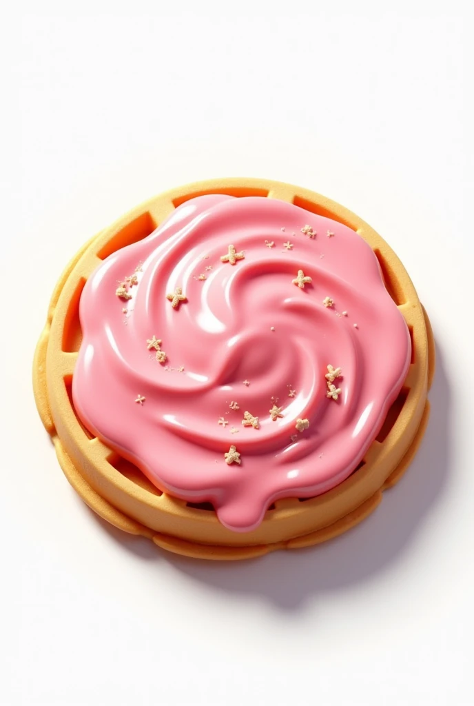 Round waffle with pink frosting
