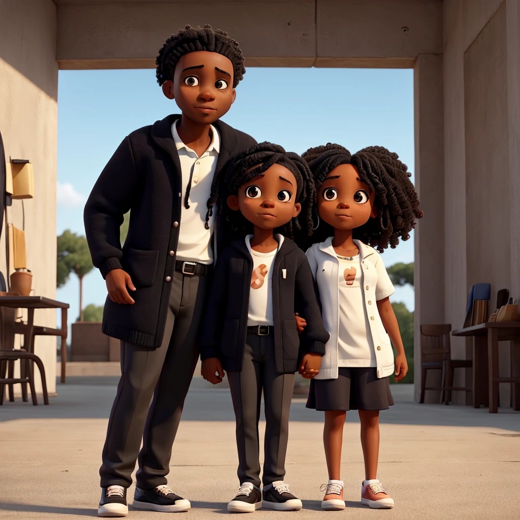  3 year old black girl with a black man and a black woman hugging 


