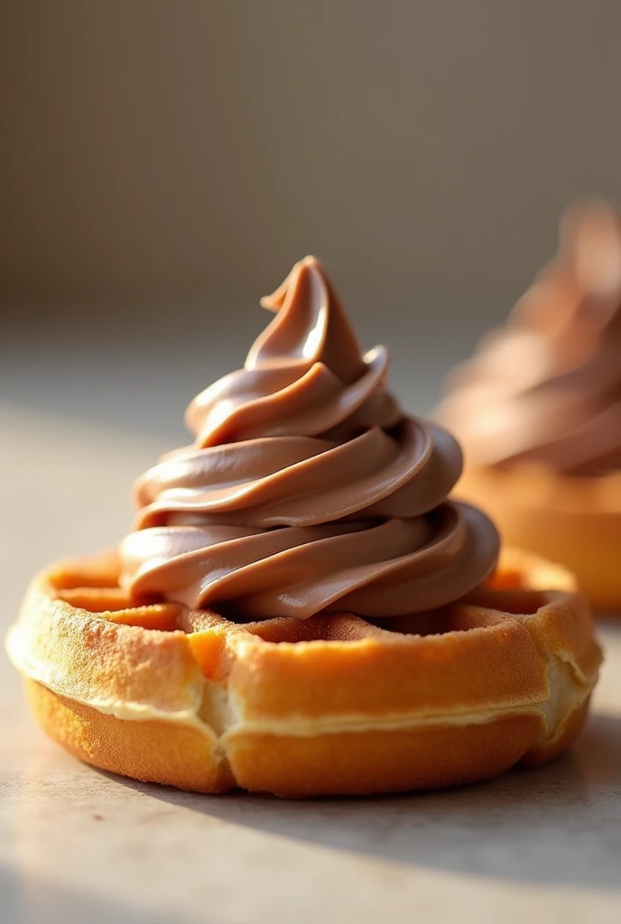 Round waffle with kinder topping

