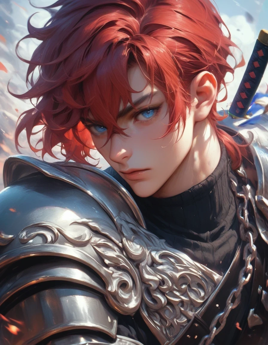 blue eyes, no katana