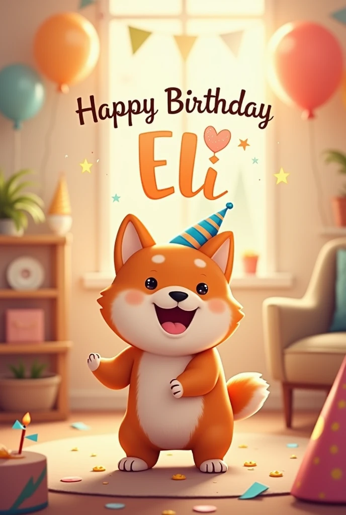 Happy birthday Eli, with a shiba inu dog