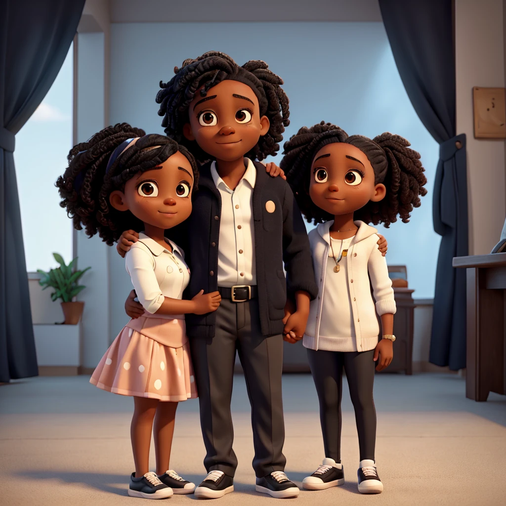 3 year old black girl with a black man and a black woman hugging