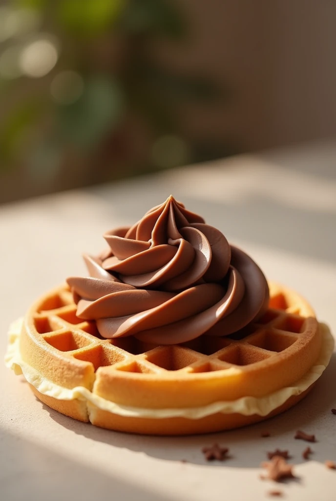 Round waffle with kinder topping
