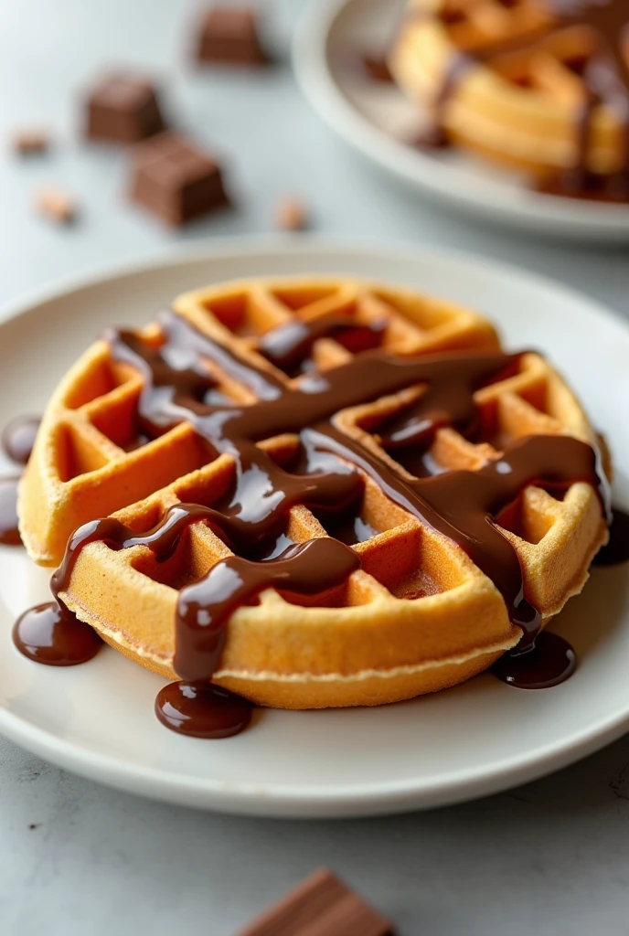 Round waffle with kinder syrup
