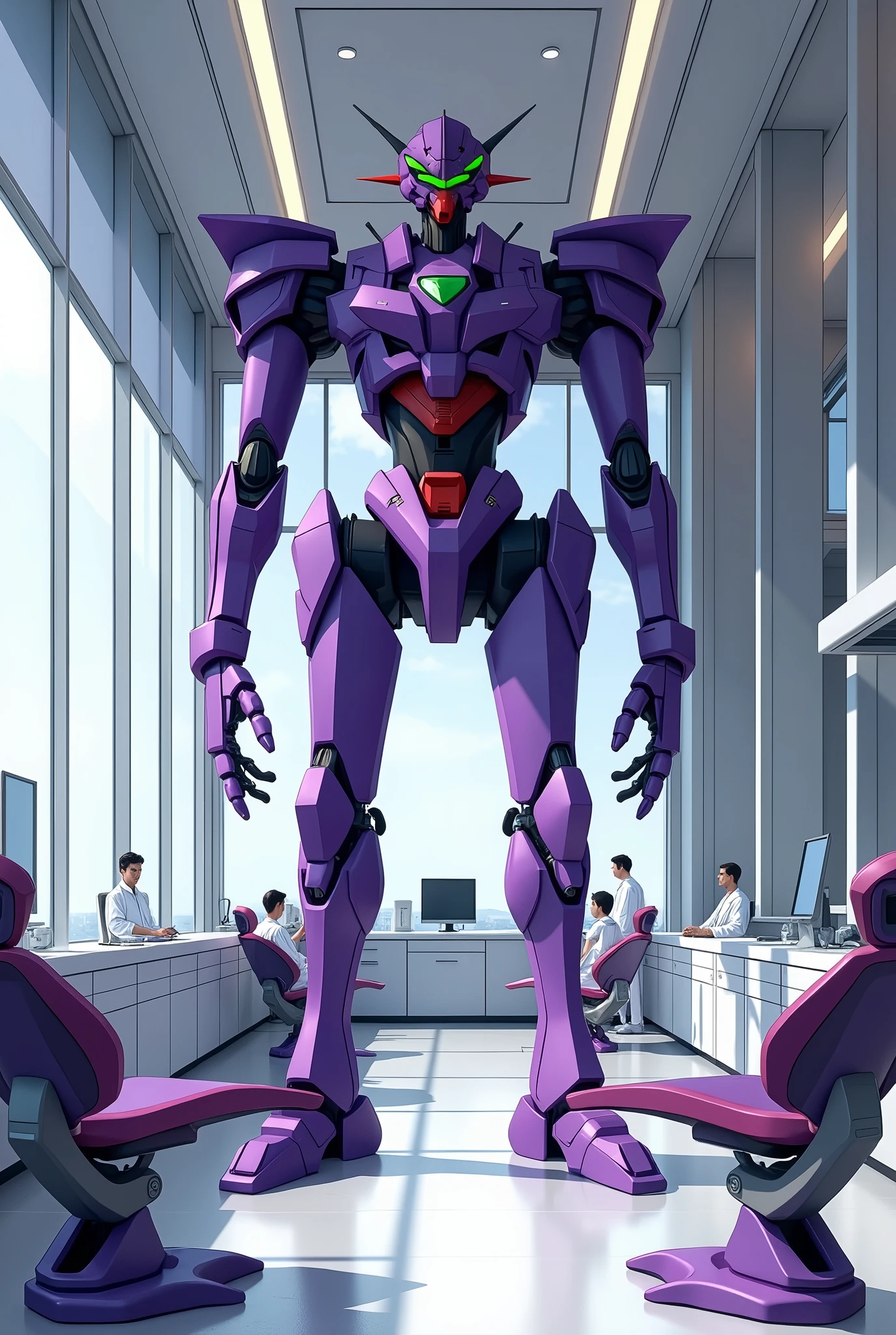 I need a dental office with Evangelion theme, especially the purple EVA 01 and well equipped.
}
