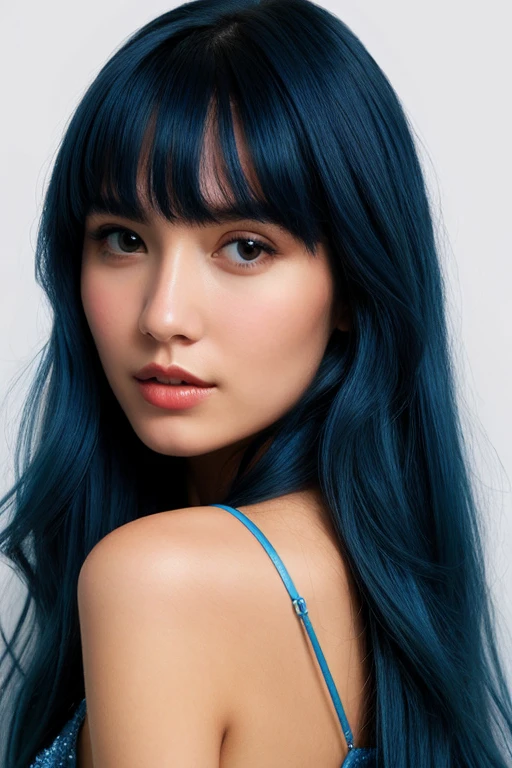 beautiful girl,long hair only blue, hyperdetailed, hyperrealistic 