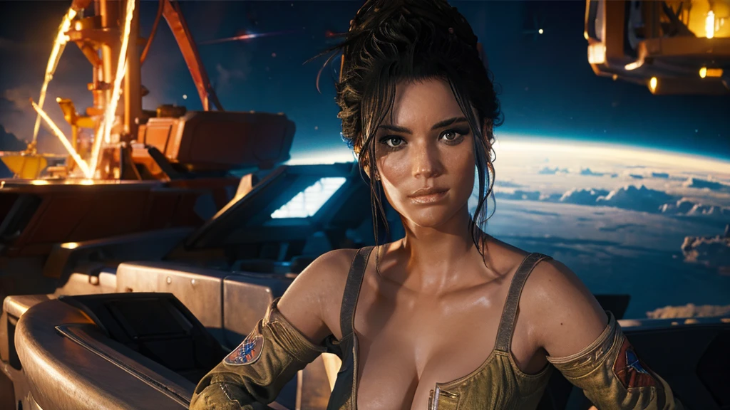 naked girl in space, stele, galaccias, planetes, planetary system, super long hair, sexy posevpanam
