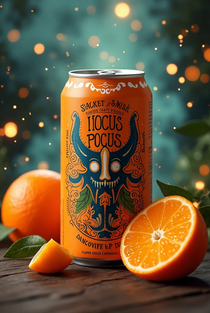 Can of orange-flavored beer whose brand is called Hocus Pocus