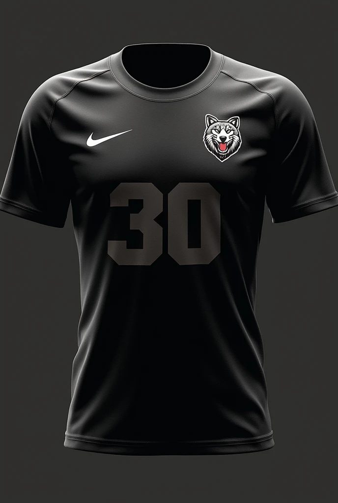 Create a black team shirt, with the number 30 and with a small shield if a wolf 

