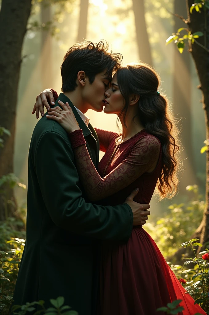 Harry Potter and Gale from the Hunger Games kissing