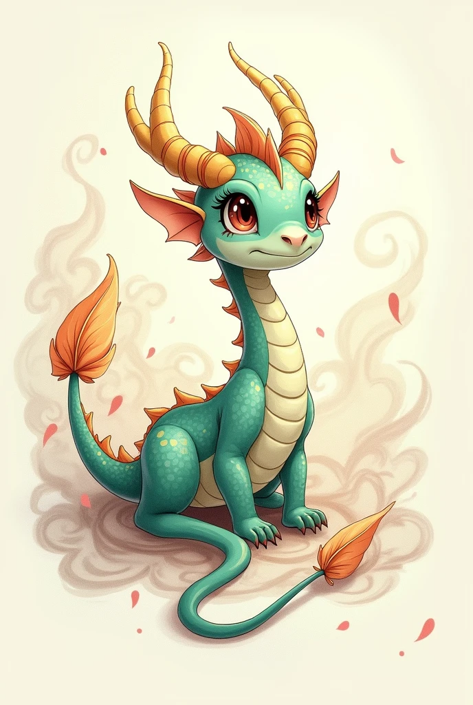sketch of a cute oriental dragon