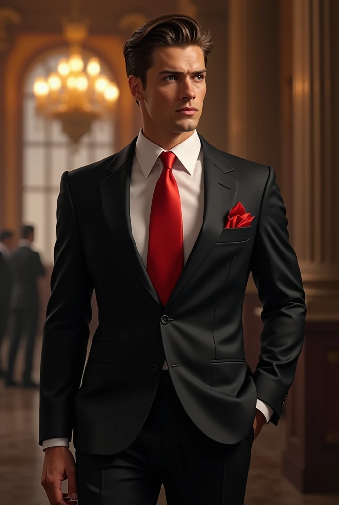 Suit with red tie for invitation